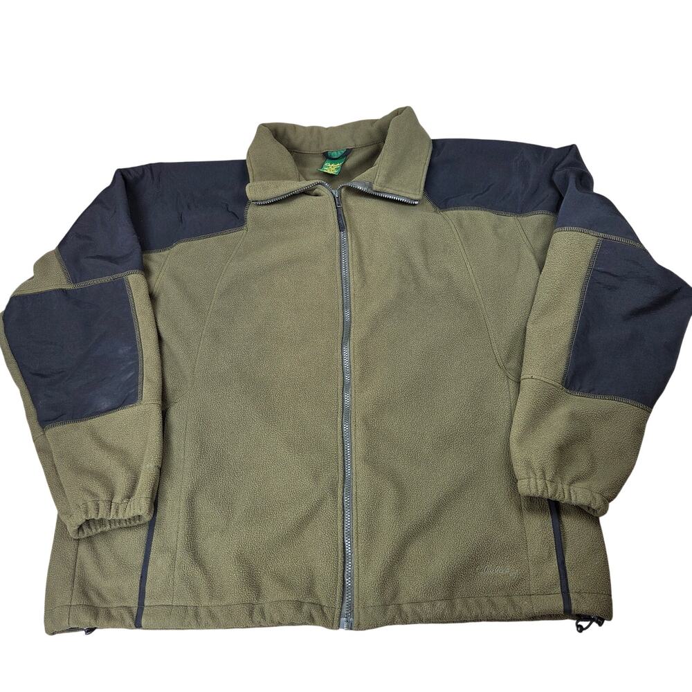 Cabela's XL Tall Full Zip Fleece Jacket Green Outdoor Hunting Polyester XLT